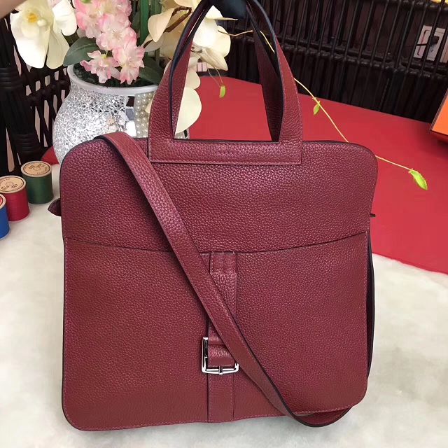 Hermes original togo leather halzan 31 bag H031 wine