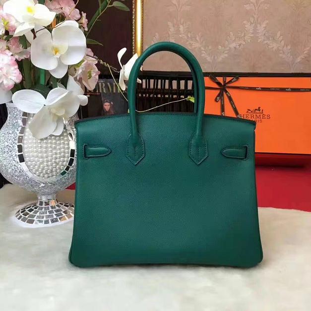 Hermes original epsom leather birkin 25 bag H25 blackish green