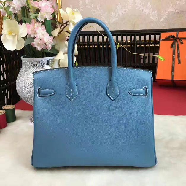 Hermes original epsom leather birkin 25 bag H25 blue