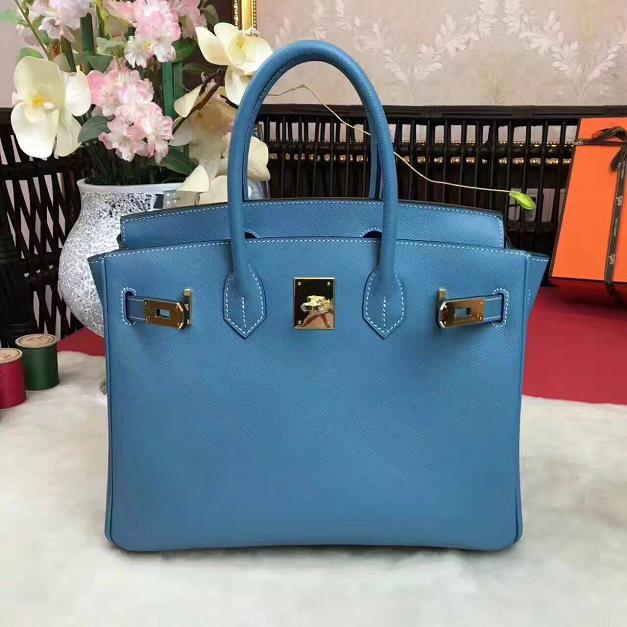 Hermes original epsom leather birkin 25 bag H25 blue