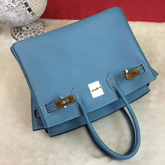 Hermes original epsom leather birkin 25 bag H25 blue