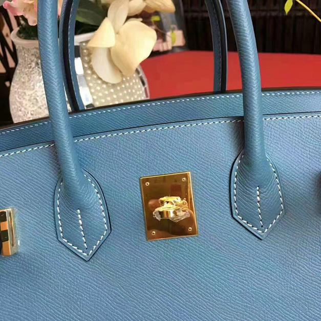 Hermes original epsom leather birkin 25 bag H25 blue