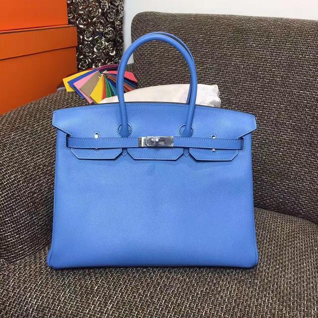 Hermes original epsom leather birkin 25 bag H25 blue
