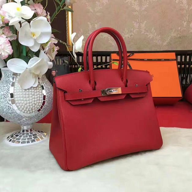 Hermes original epsom leather birkin 25 bag H25 red