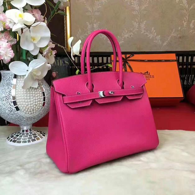 Hermes original epsom leather birkin 25 bag H25 rose red