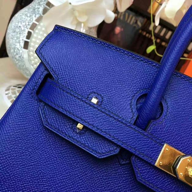 Hermes original epsom leather birkin 25 bag H25 royal blue