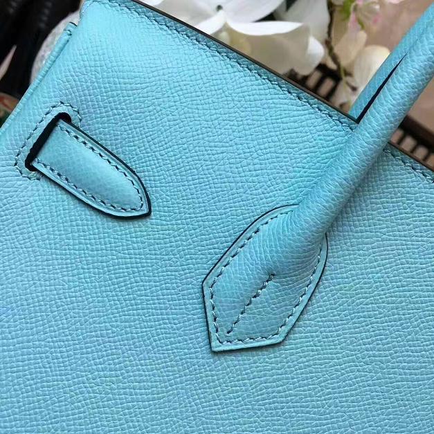 Hermes original epsom leather birkin 25 bag H25 skyblue 