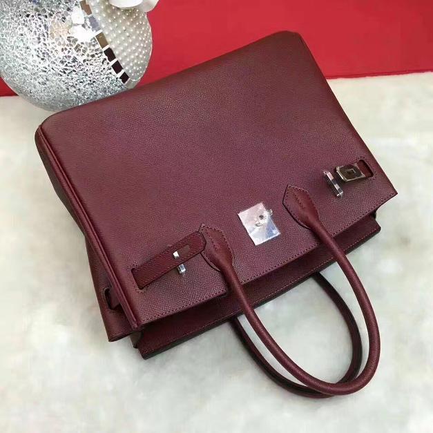 Hermes original epsom leather birkin 30 bag H30 burgundy