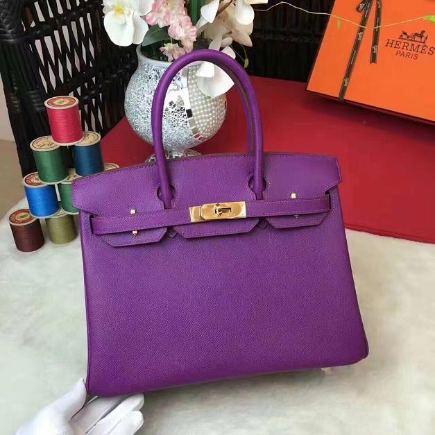 Hermes original epsom leather birkin 30 bag H30 purple