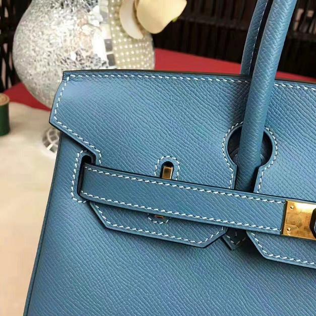 Hermes original epsom leather birkin 35 bag H35-3 denim blue