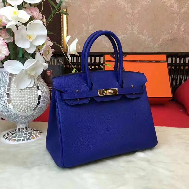 Hermes original epsom leather birkin 35 bag H35-3 royal blue