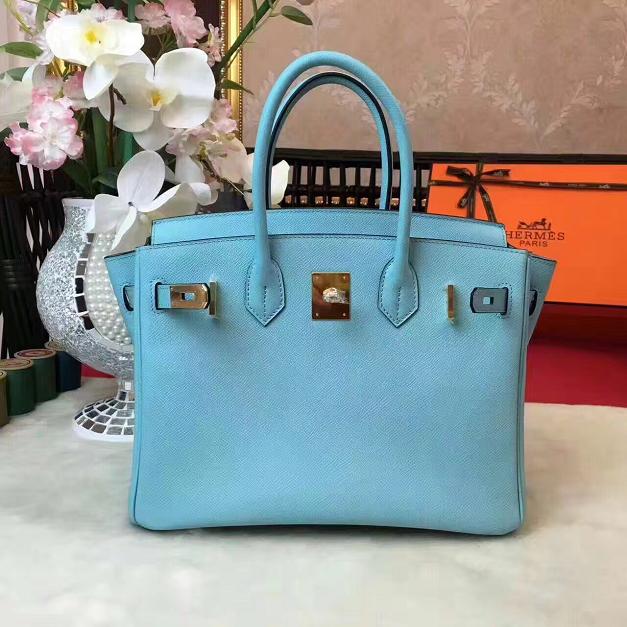 Hermes original epsom leather birkin 35 bag H35-3 light blue 