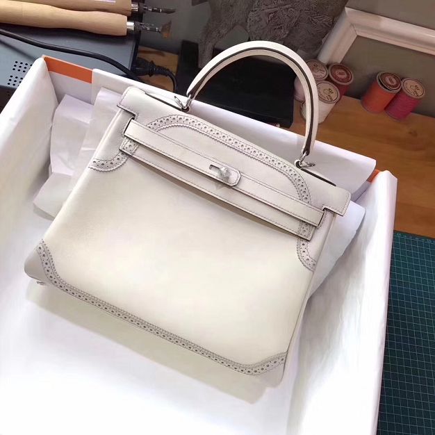 Hermes original togo leather kelly 28 bag K280 white