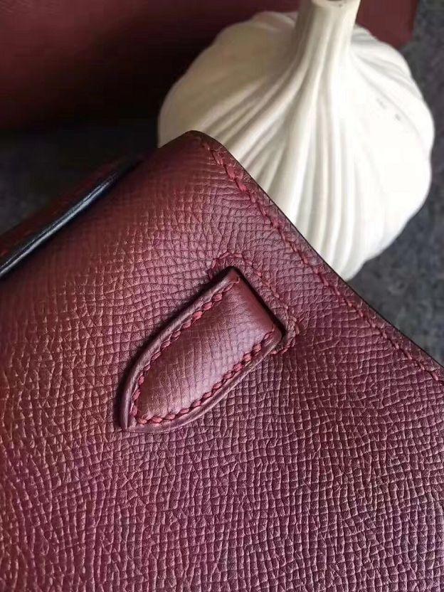 Hermes original epsom leather kelly 28 bag K28-1 wine