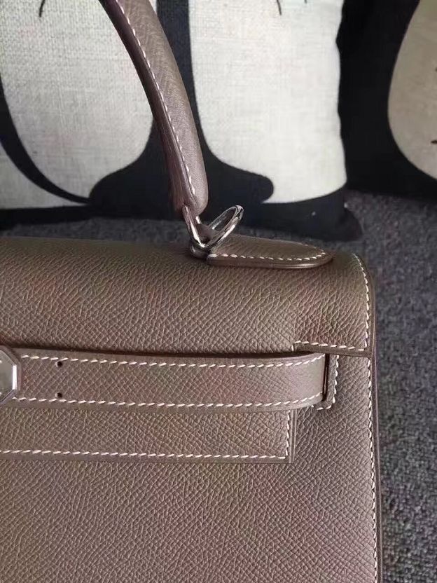 Hermes original epsom leather kelly 28 bag K28-1 gray