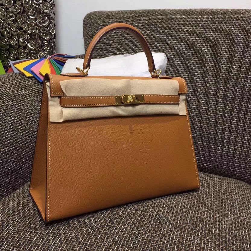 Hermes original epsom leather kelly 25 bag K25-1 coffee