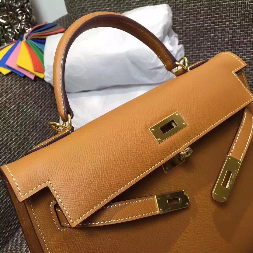 Hermes original epsom leather kelly 32 bag K32-1 coffee