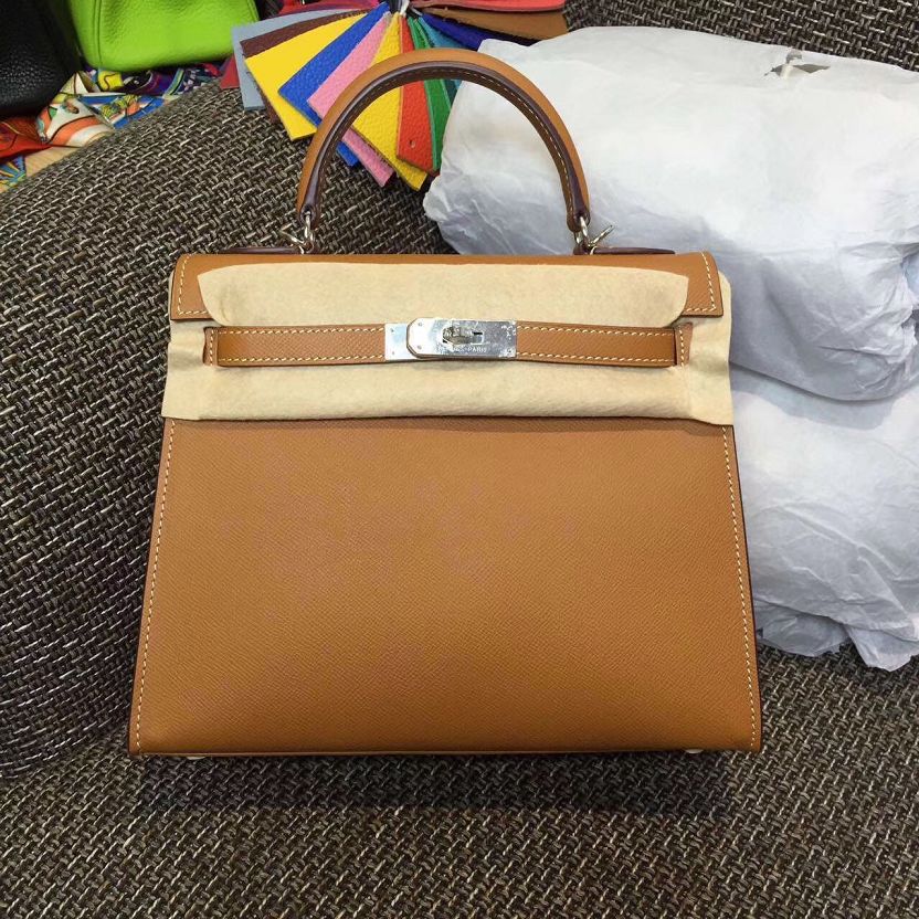 Hermes original epsom leather kelly 25 bag K25-1 coffee