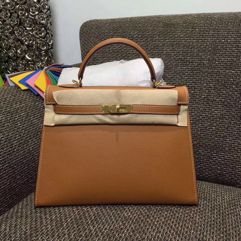 Hermes original epsom leather kelly 32 bag K32-1 coffee