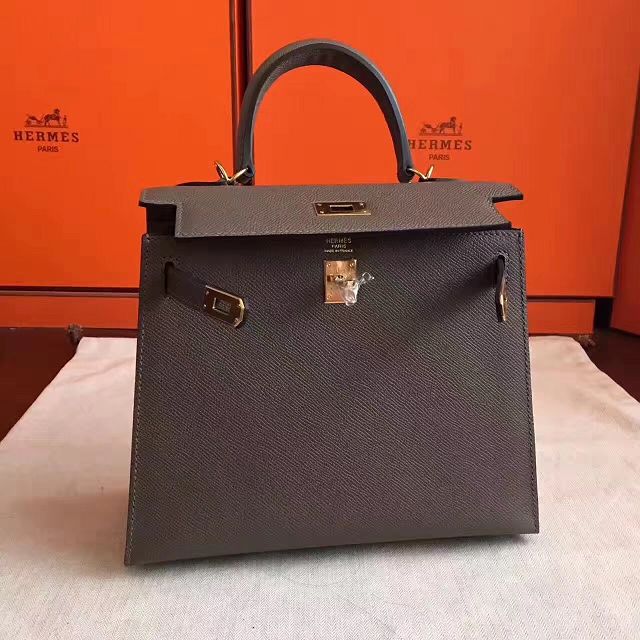 Hermes original epsom leather kelly 25 bag K25-1 gray