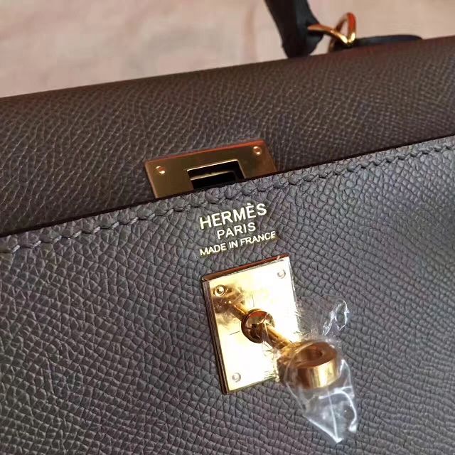 Hermes original epsom leather kelly 32 bag K32-1 gray