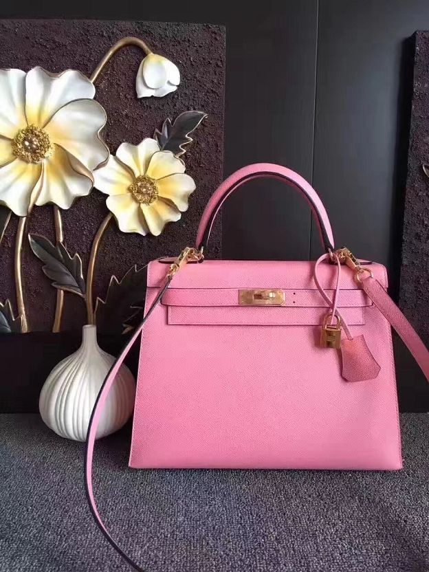 Hermes original epsom leather kelly 25 bag K25-1 pink