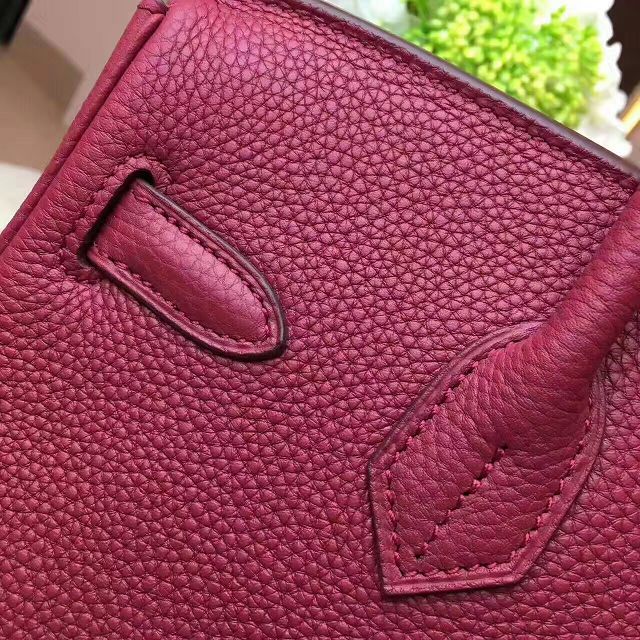 Hermes original togo leather birkin 25 bag H25-1 burgundy