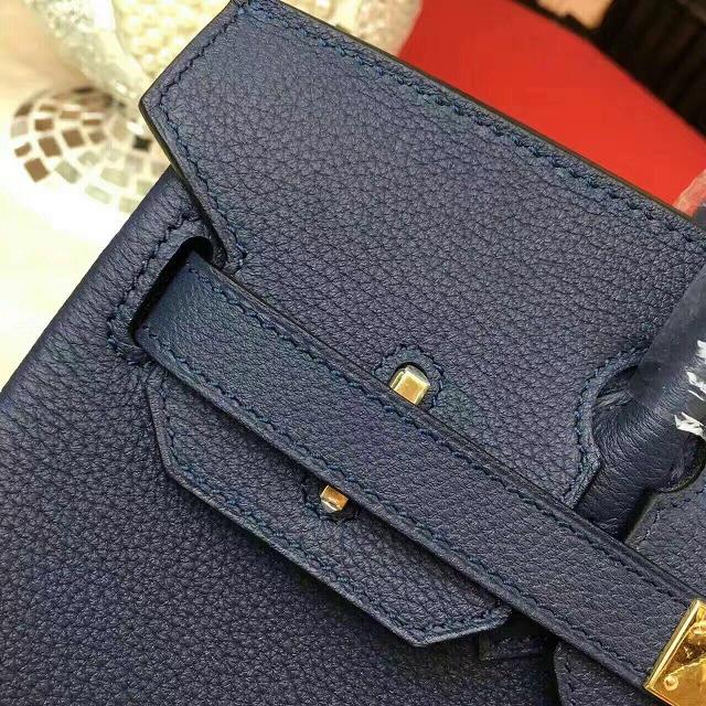 Hermes original togo leather birkin 25 bag H25-1 dark blue