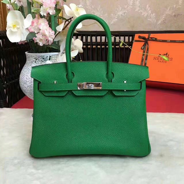 Hermes original togo leather birkin 25 bag H25-1 green