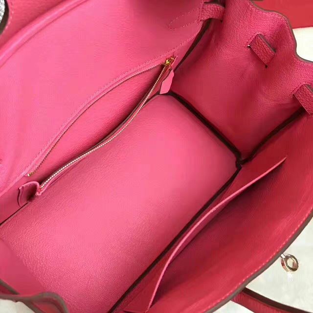 Hermes original togo leather birkin 25 bag H25-1 rose red