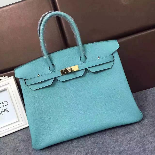 Hermes original togo leather birkin 30 bag H30-1 lake blue