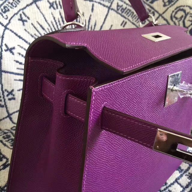 Hermes original epsom leather kelly 28 bag K28-1 purple