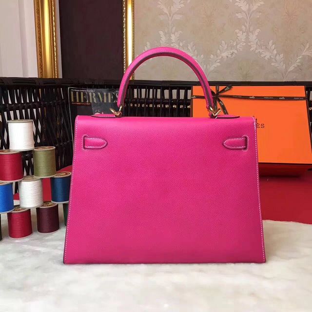 Hermes original epsom leather kelly 28 bag K28-1 rose red