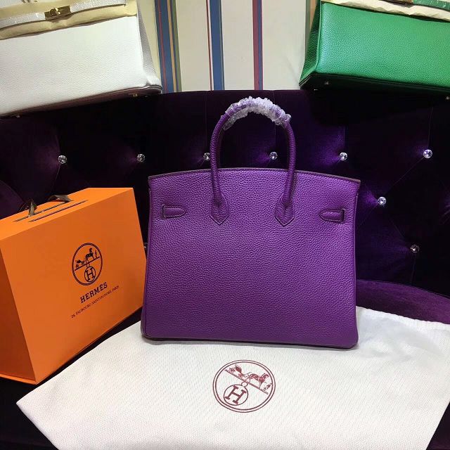 Hermes top togo leather birkin 25 bag H25-2 purple