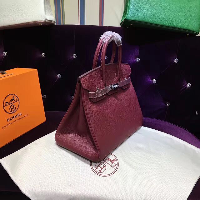 Hermes top togo leather birkin 30 bag H30-2 burgundy