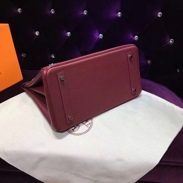 Hermes top togo leather birkin 30 bag H30-2 burgundy