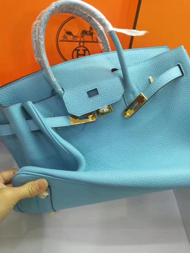 Hermes top togo leather birkin 30 bag H30-2 sky blue