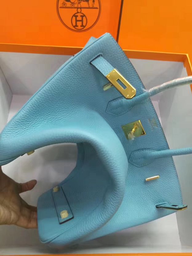 Hermes top togo leather birkin 30 bag H30-2 sky blue