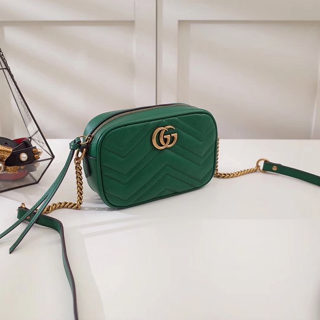 2017 GG marmont matelasse calfskin mini bag 448065 green