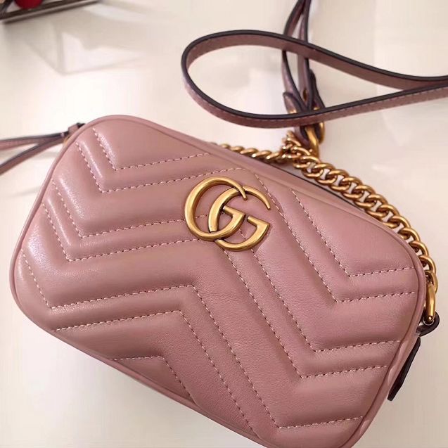 2017 GG marmont matelasse calfskin mini bag 448065 nude