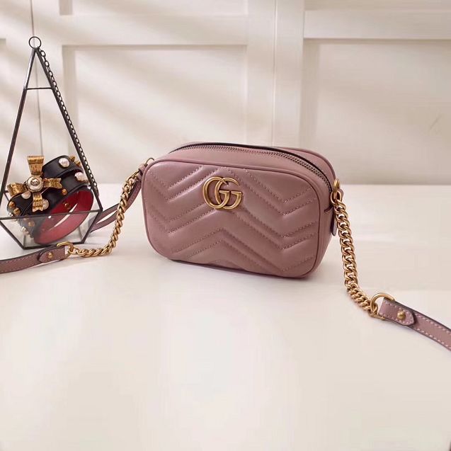 2017 GG marmont matelasse calfskin mini bag 448065 nude