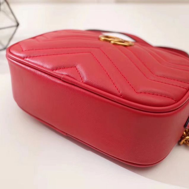 2017 GG marmont matelasse calfskin mini bag 448065 red