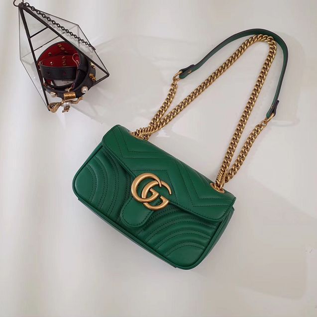 GG original calfskin marmont mini bag 446744 green