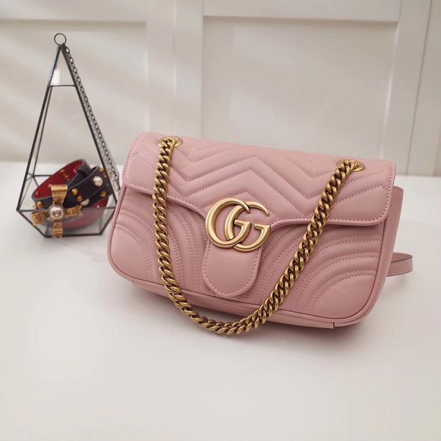 GG original calfskin marmont mini bag 446744 pink