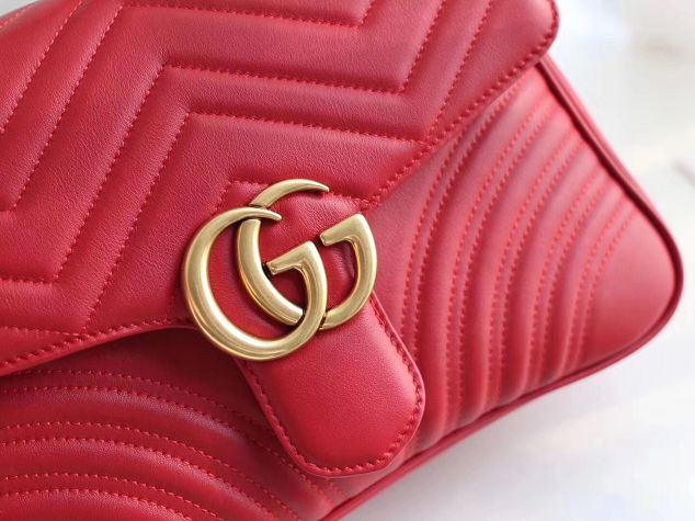 2018 GG Marmont original clafskin small top handle bag 498110 red