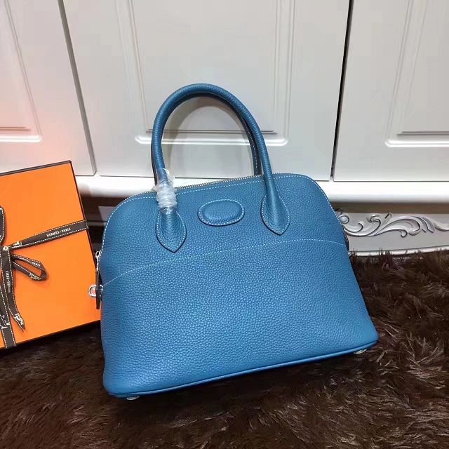 Hermes calfskin medium bolide 31 bag B31 lake blue