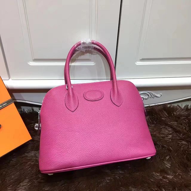 Hermes calfskin small bolide 27 bag B27 rose red