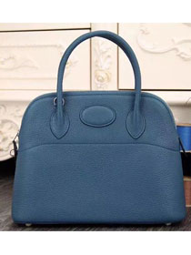 Hermes original togo leather medium bolide 31 bag B031 blue