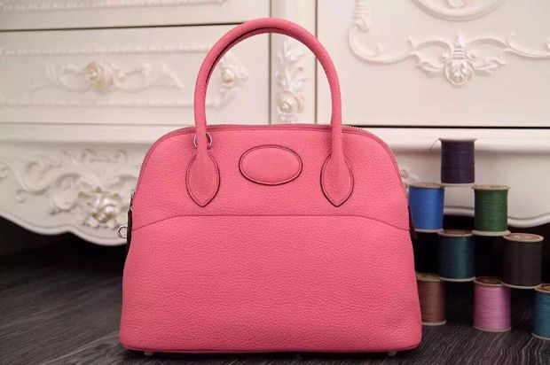 Hermes original togo leather medium bolide 31 bag B031 pink