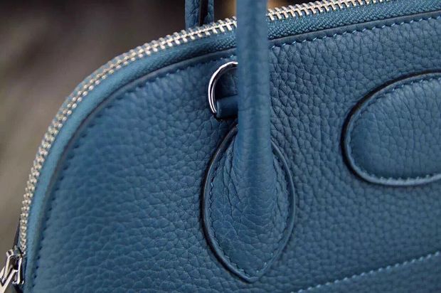 Hermes original togo leather small bolide 27 bag B027 blue